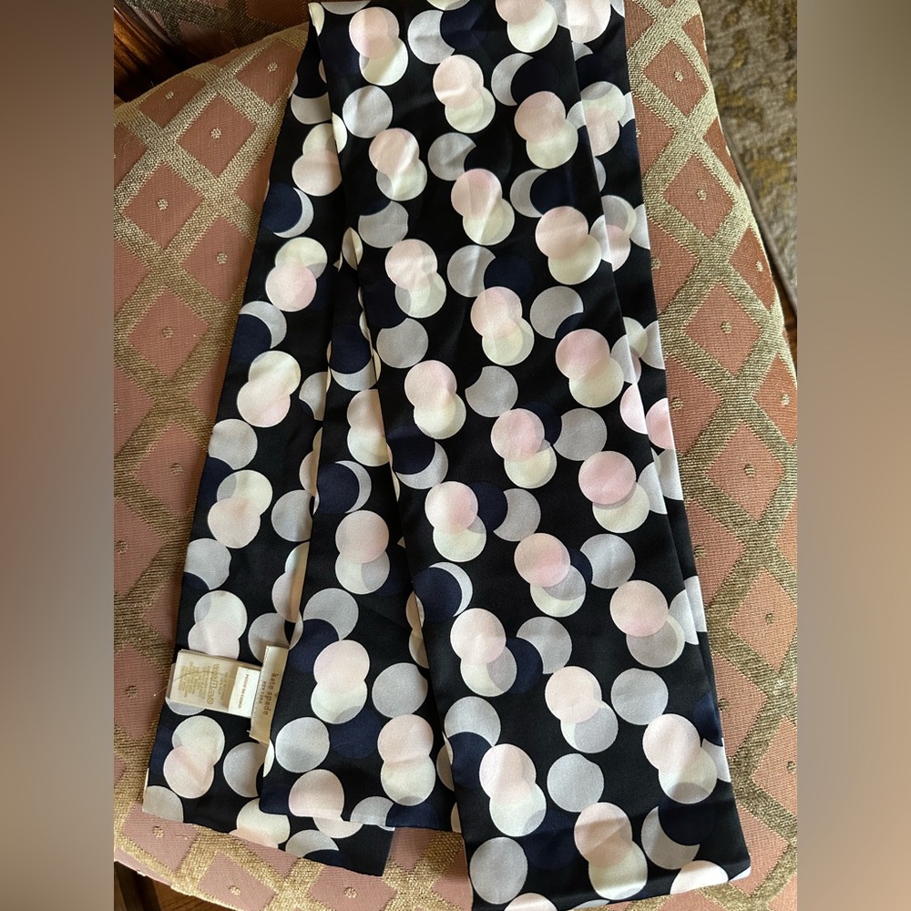 Kate Spade Silk Skinny Polka Dot Long Scarf EUC